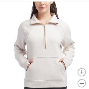 Danskin Oatmeal Gray Funnel Neck Quarter Zip Dupe Sweatshirt - Large - gold zip